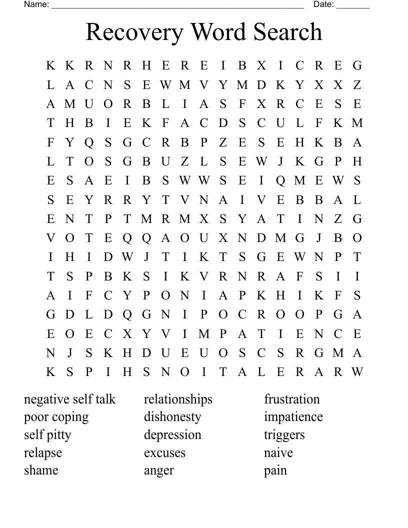 Recovery Word Search