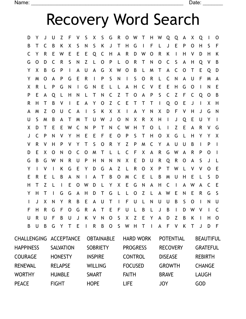 Recovery Word Search