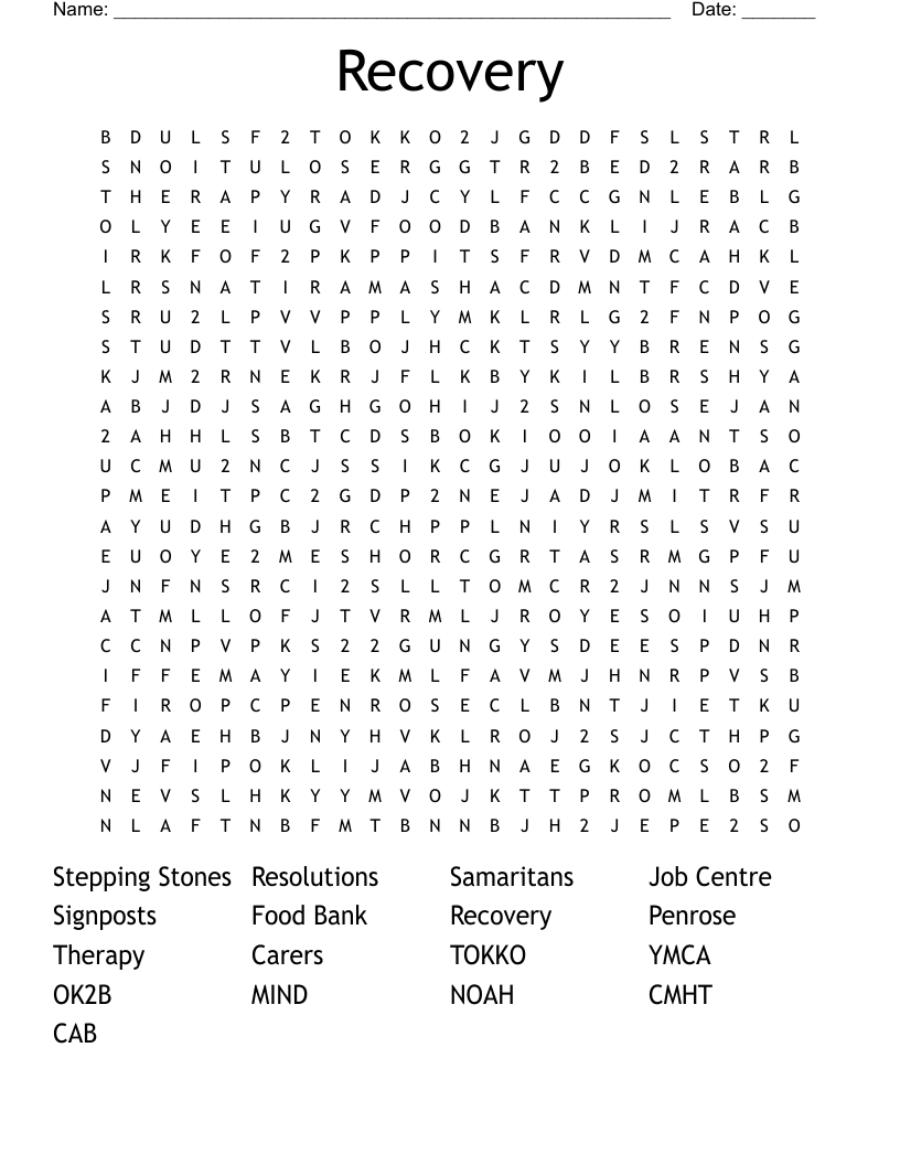 Recovery  Word Search