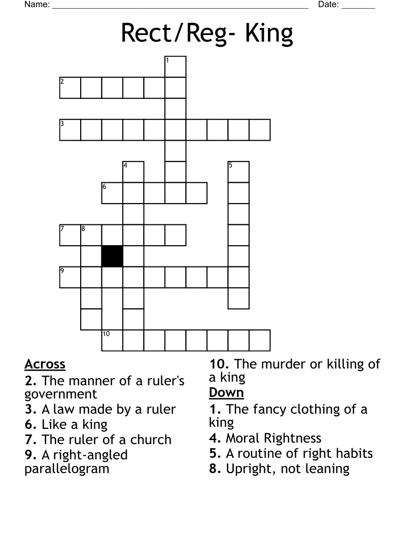 Rect/Reg- King Crossword