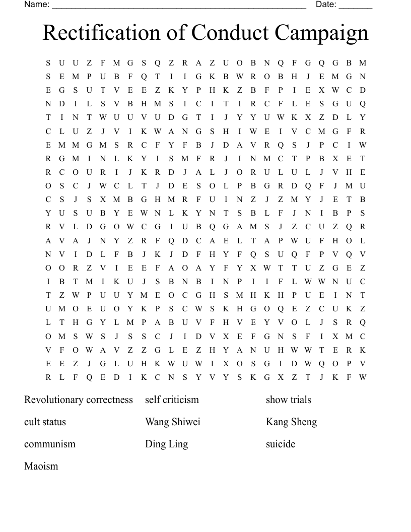 Rectification of Conduct Campaign Word Search