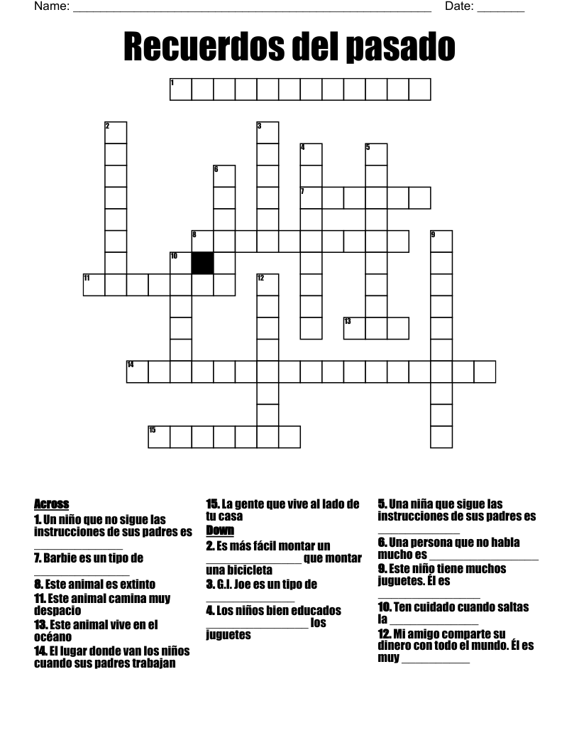 Recuerdos del pasado Crossword