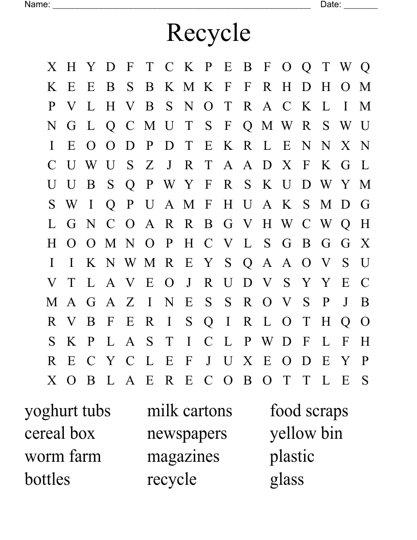 Recycle Word Search