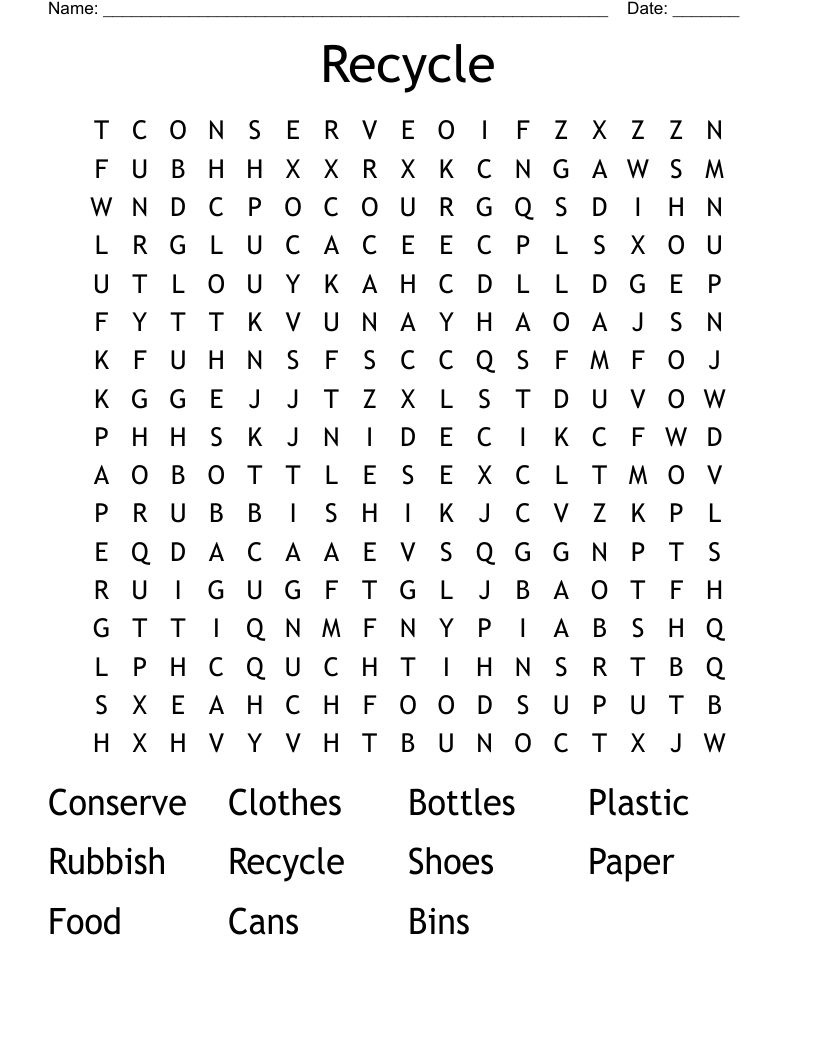 Recycle Word Search