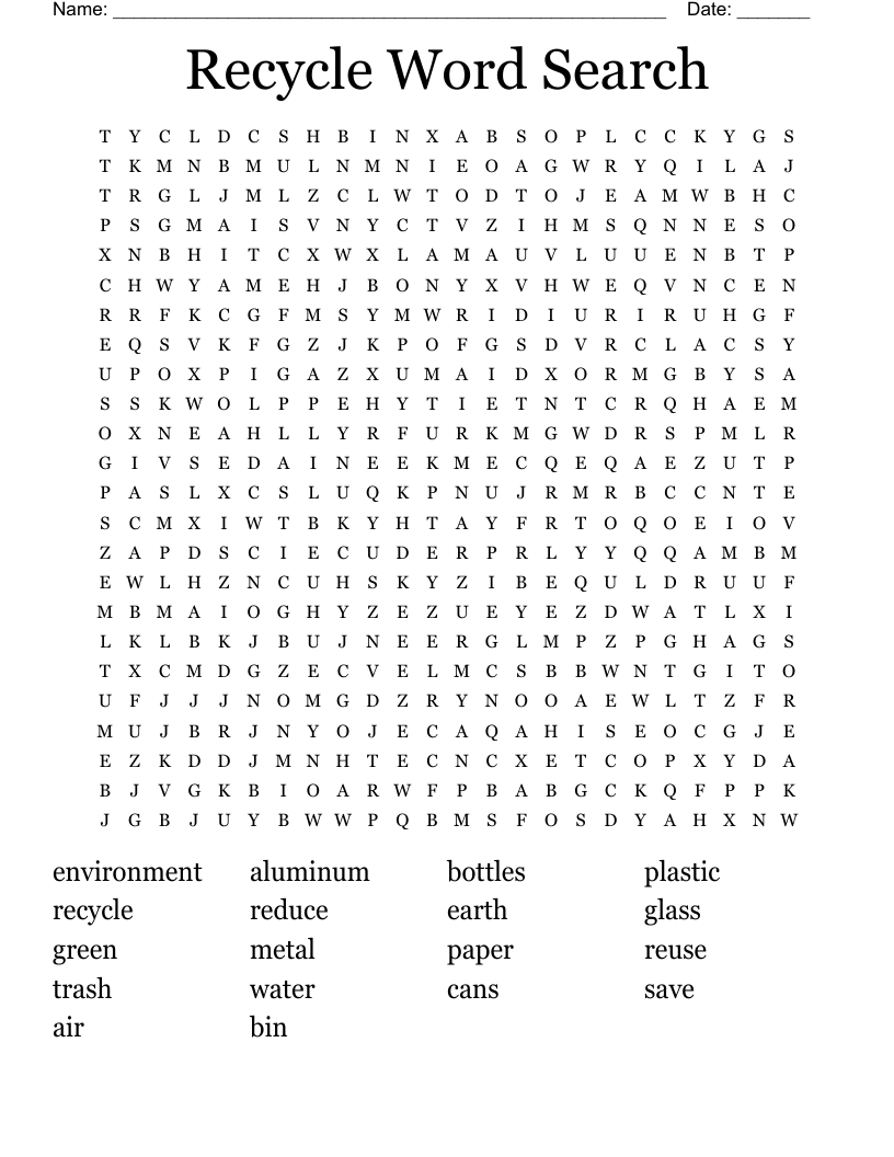 Recycle Word Search