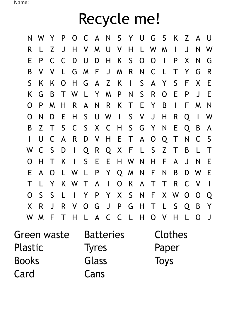 Recycle me! Word Search