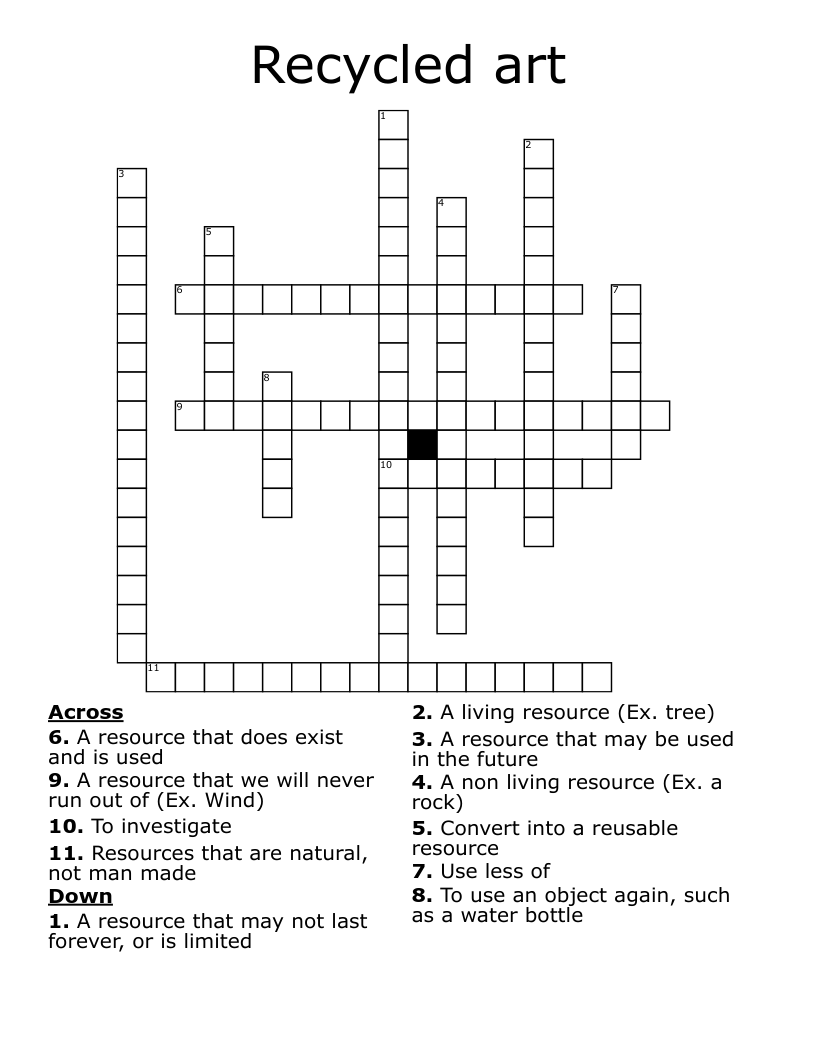 Recycled art Crossword
