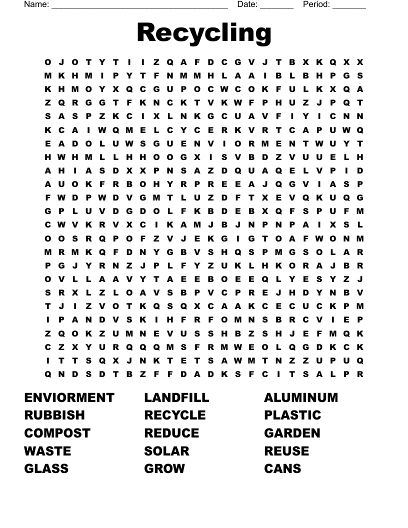 Recycling Word Search