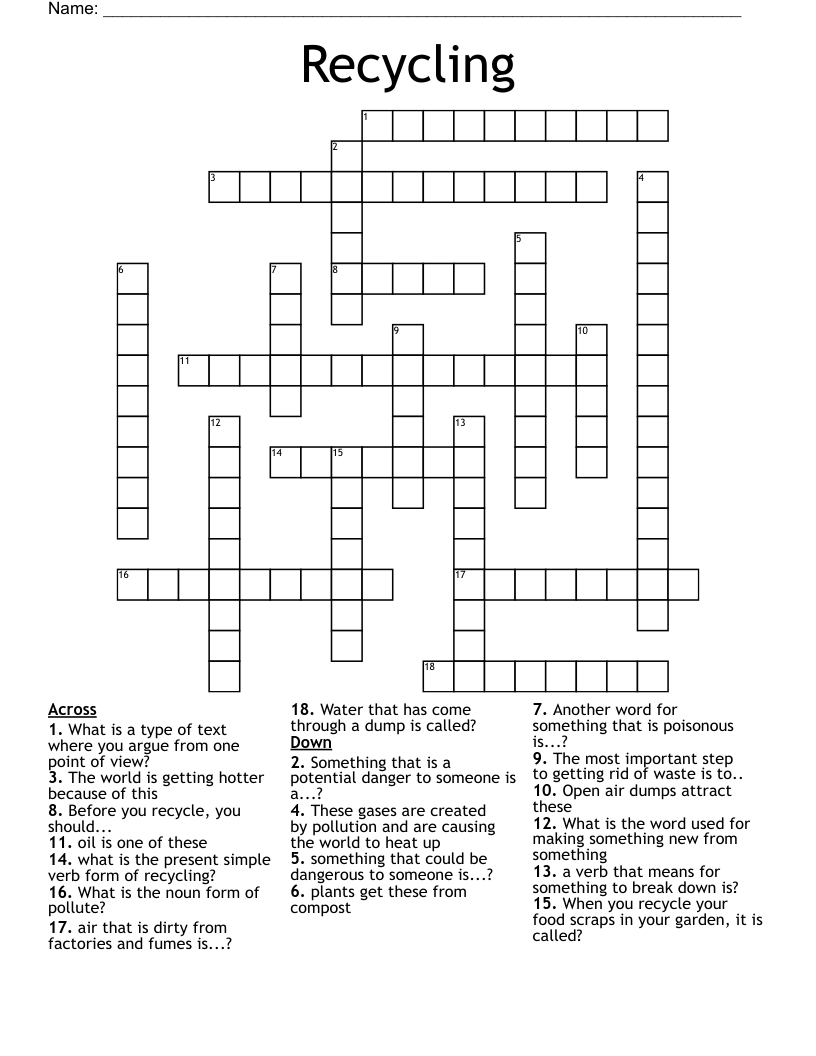 Recycling  Crossword