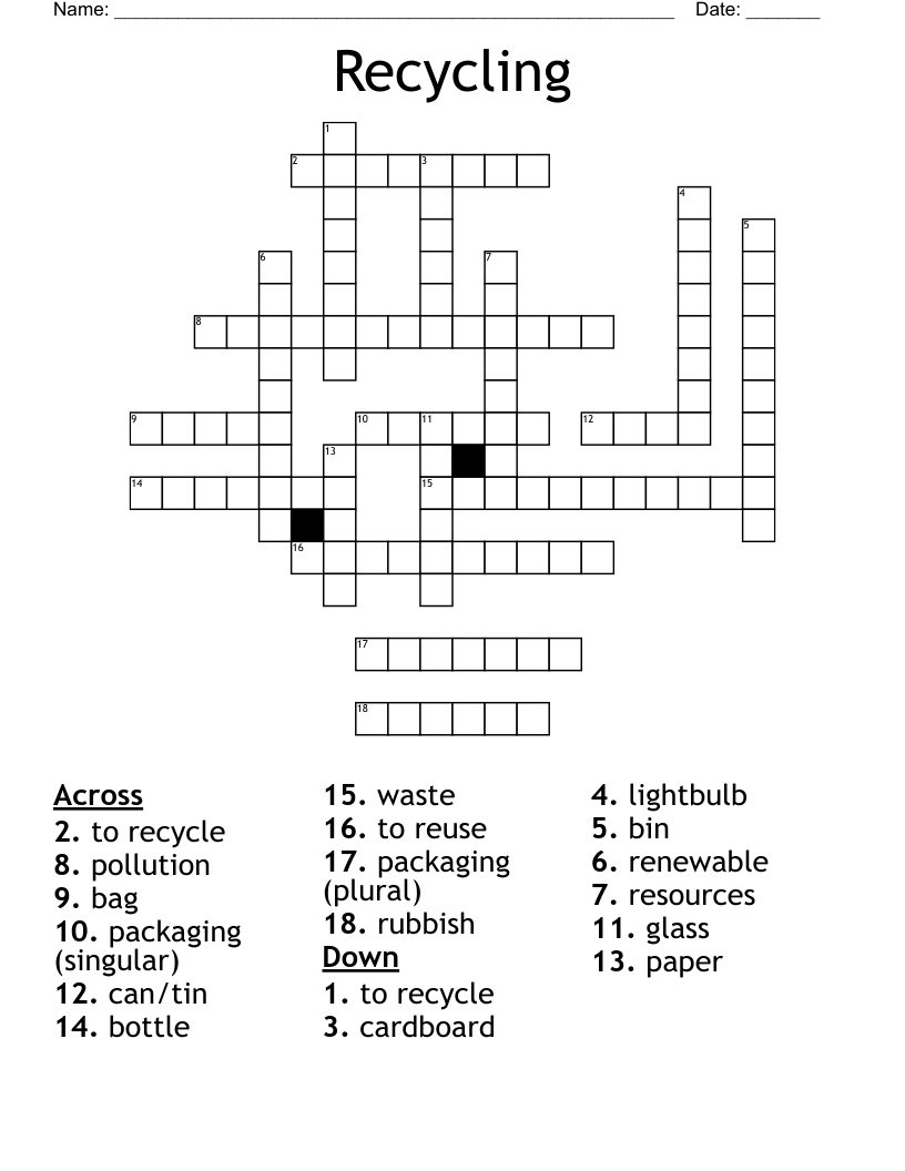 Recycling  Crossword
