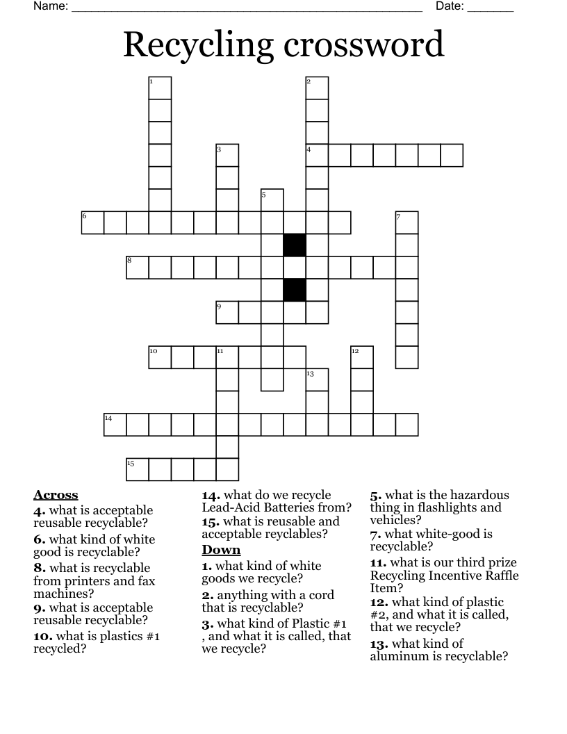 Recycling crossword