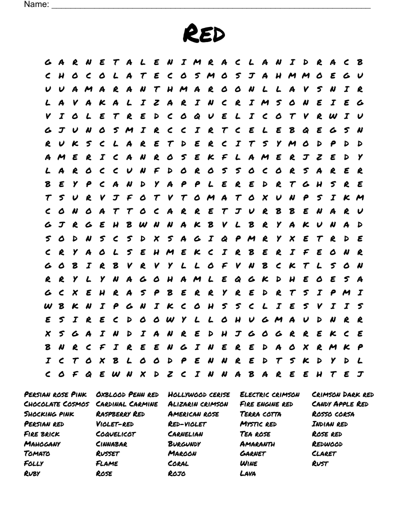 Red Word Search
