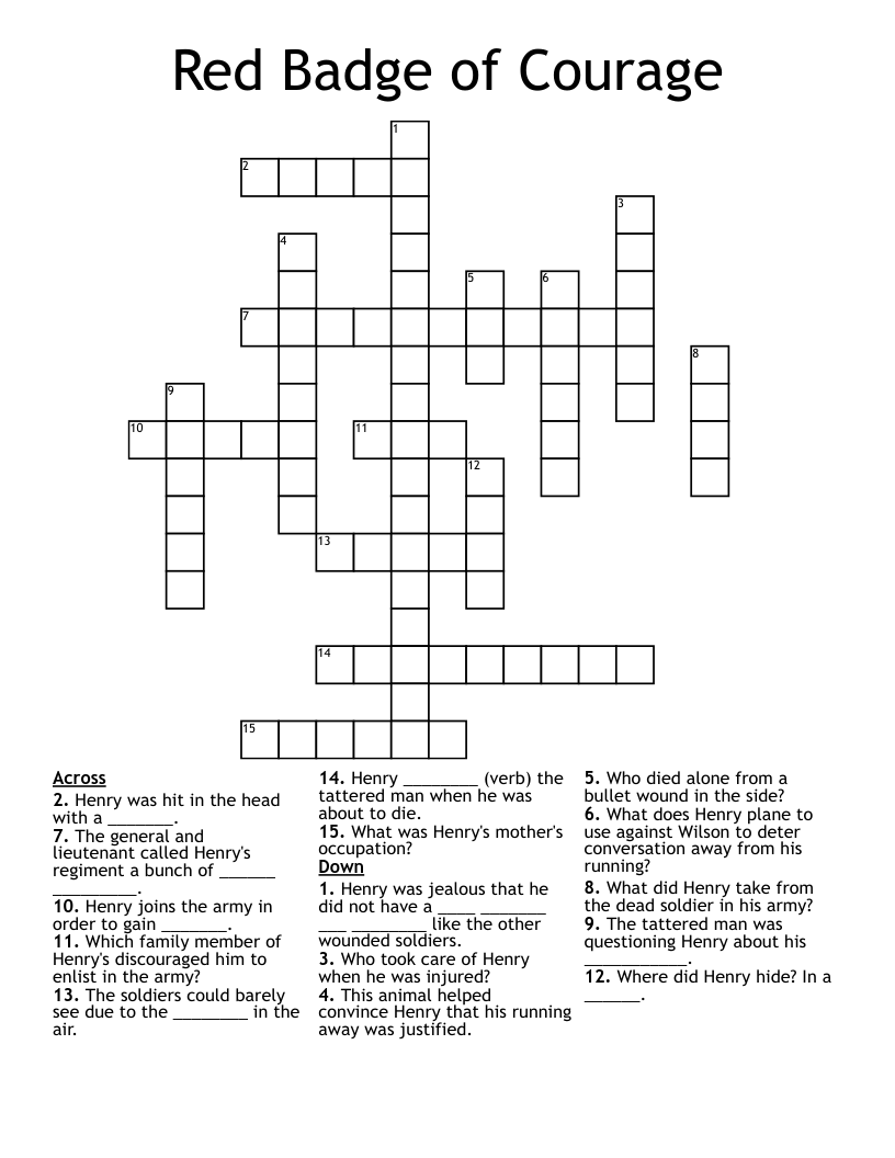 Red Badge of Courage Crossword