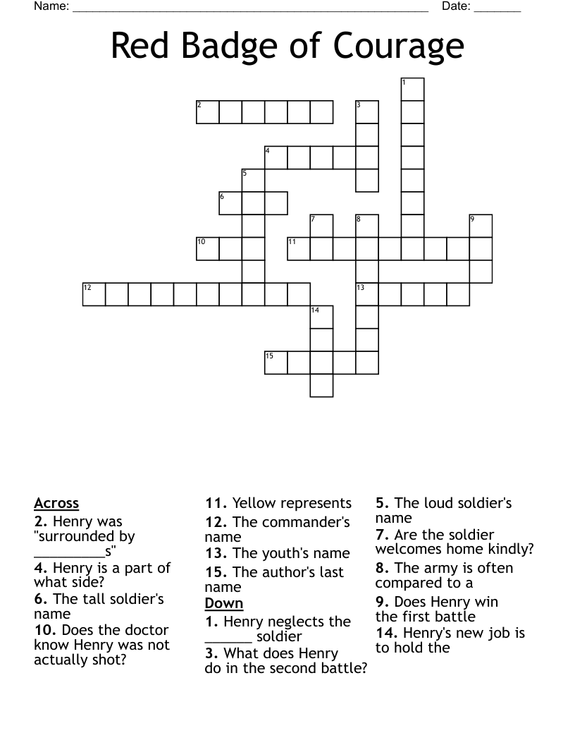 Red Badge of Courage Crossword