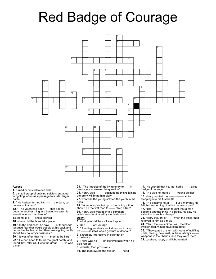 Red Badge of Courage  Crossword