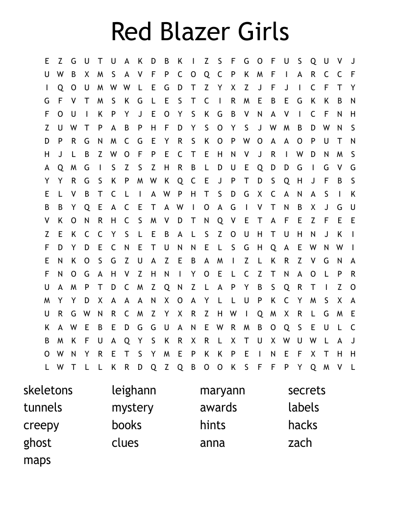 Red Blazer Girls Word Search