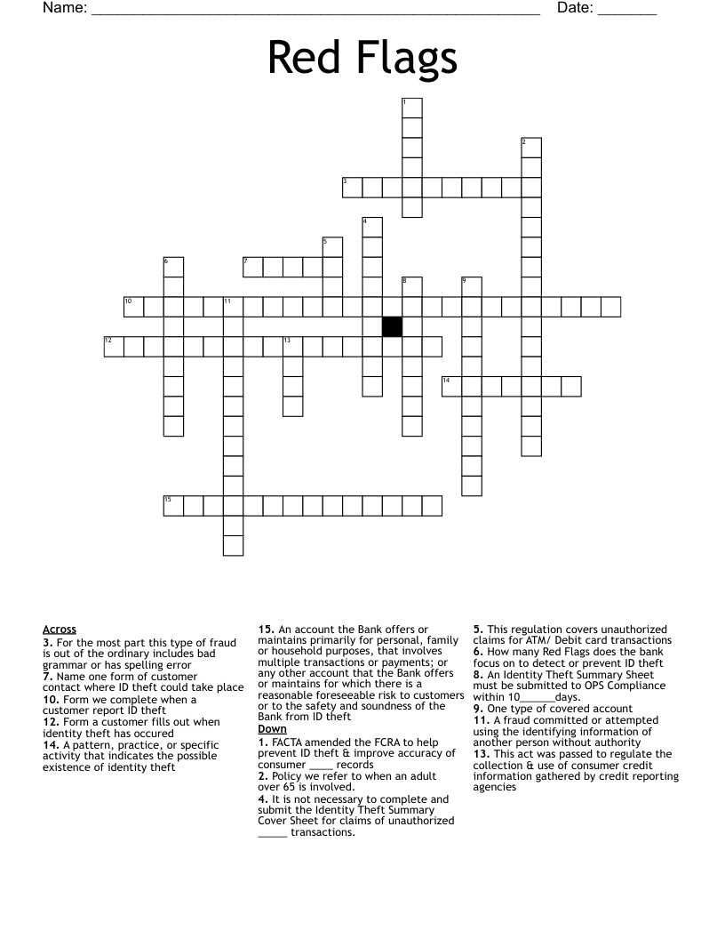 Red Flags  Crossword