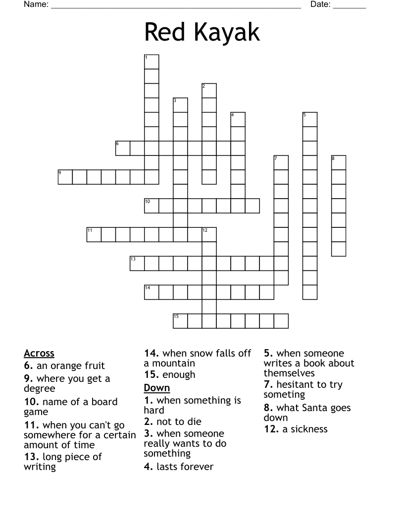 Red Kayak Crossword