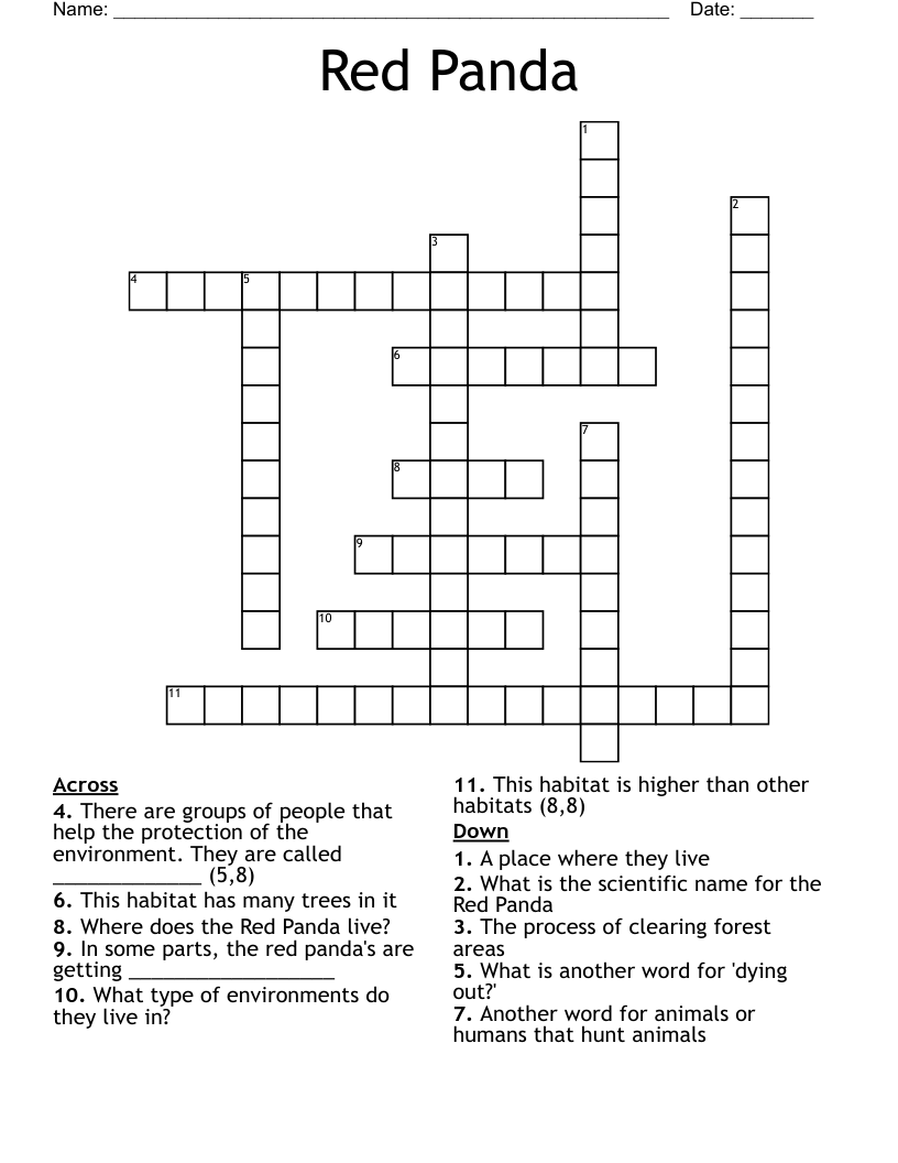 Red Panda Crossword