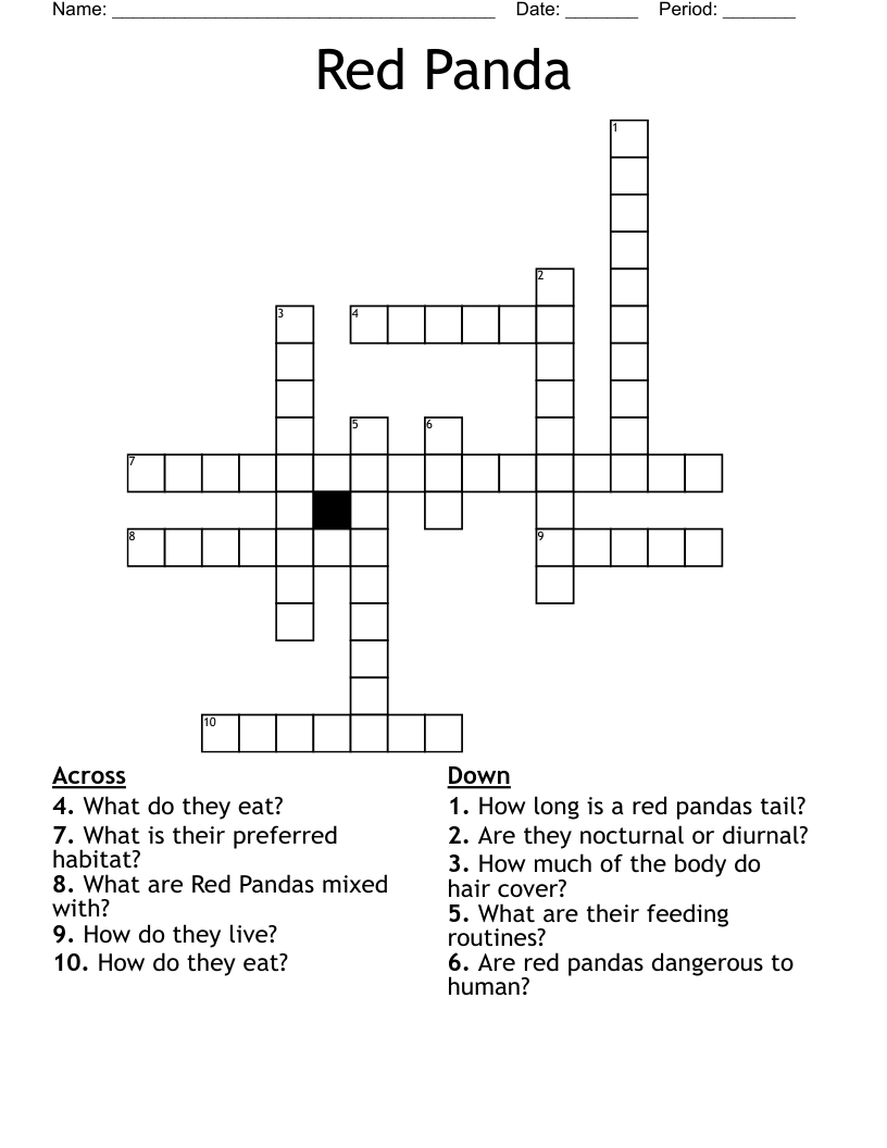 Red Panda Crossword