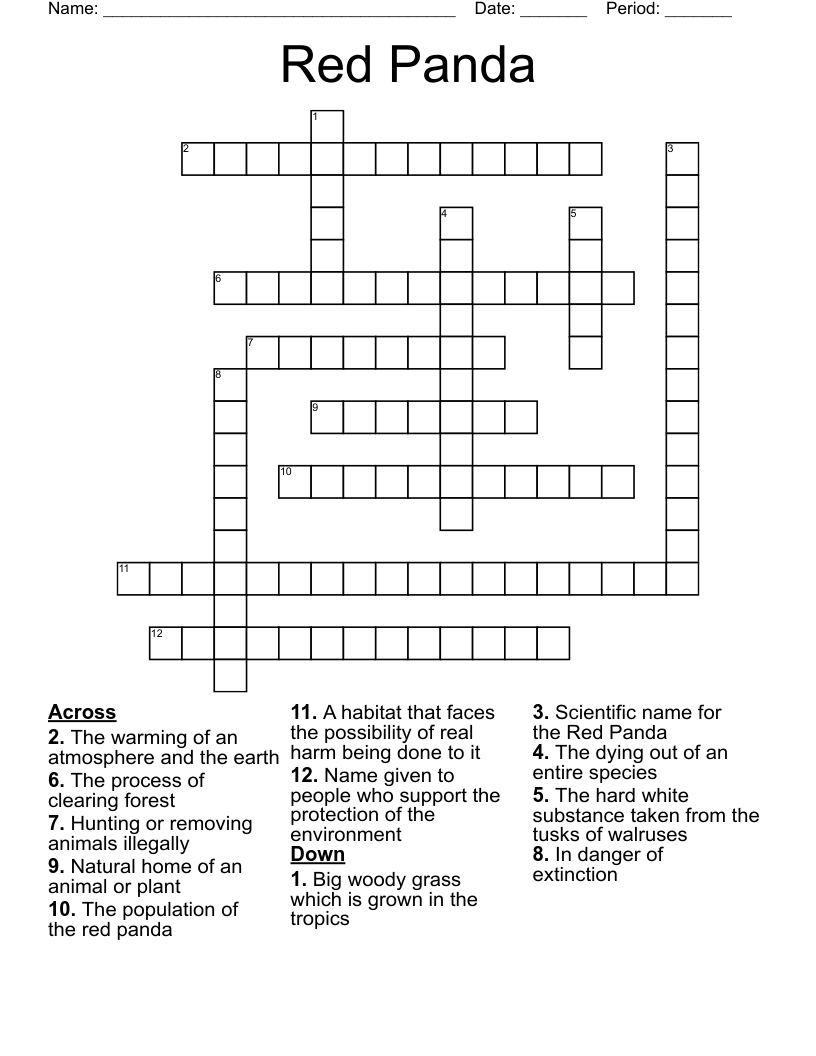 Red Panda  Crossword