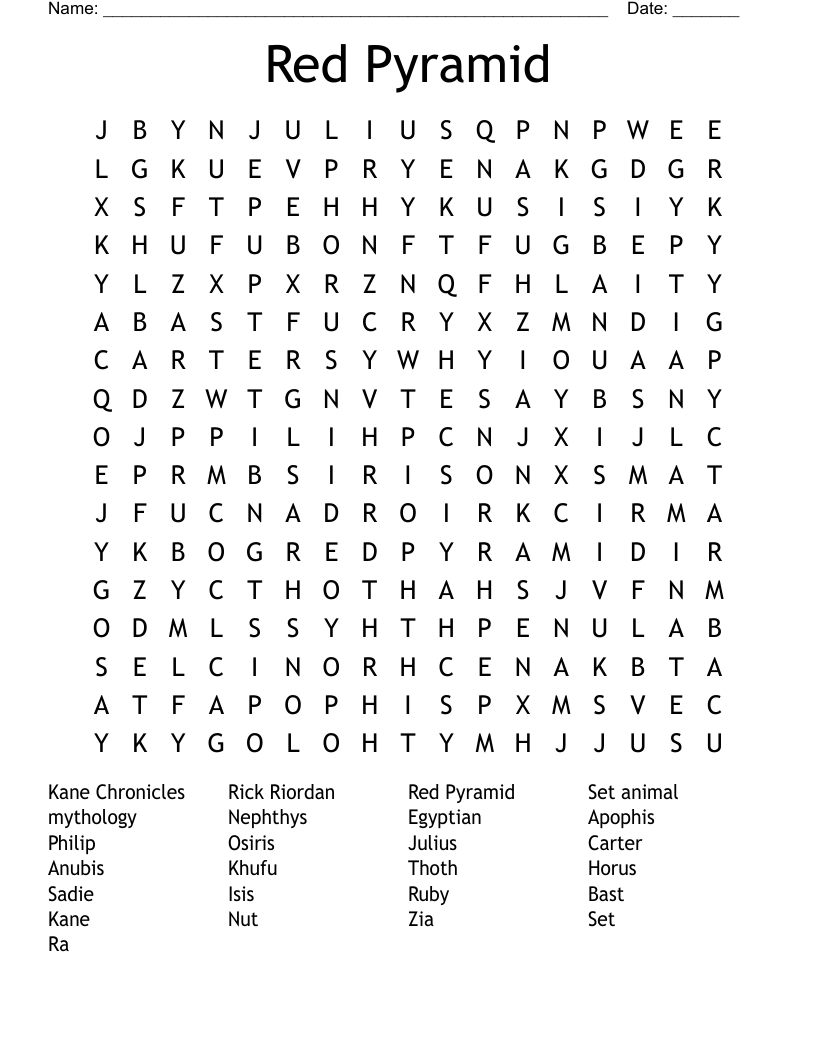 Red Pyramid Word Search