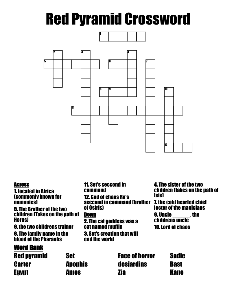 Red Pyramid Crossword