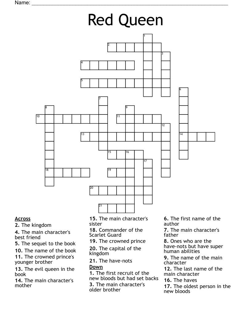 Red Queen Crossword