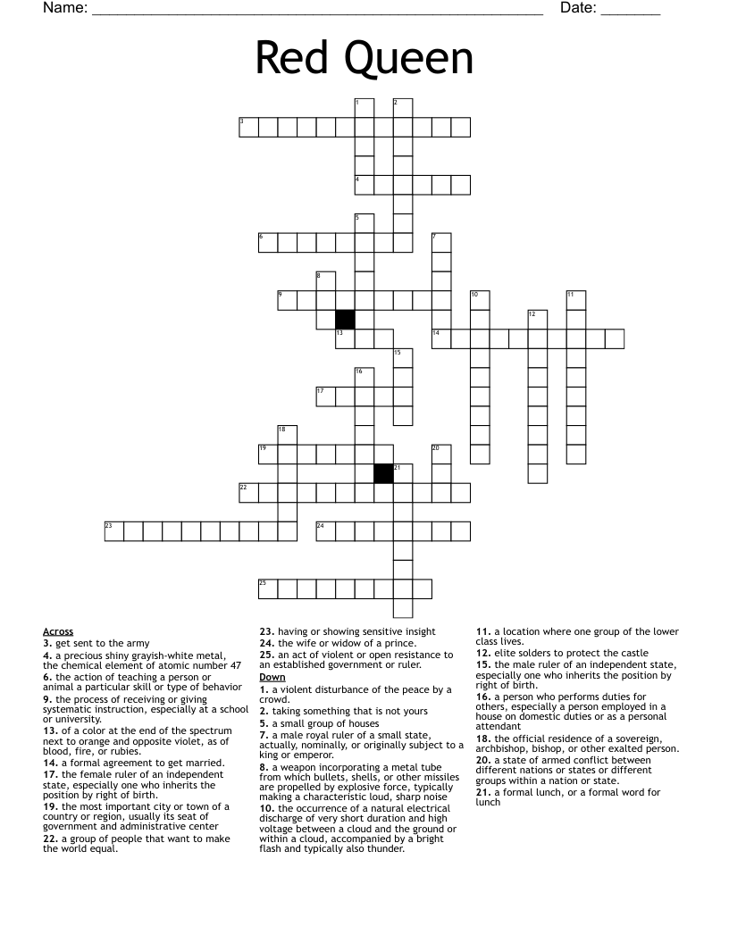 Red Queen Crossword