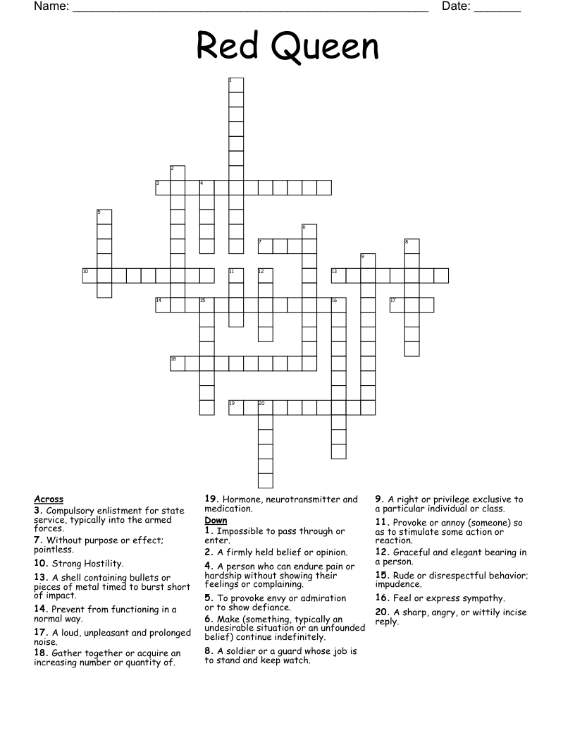 Red Queen Crossword