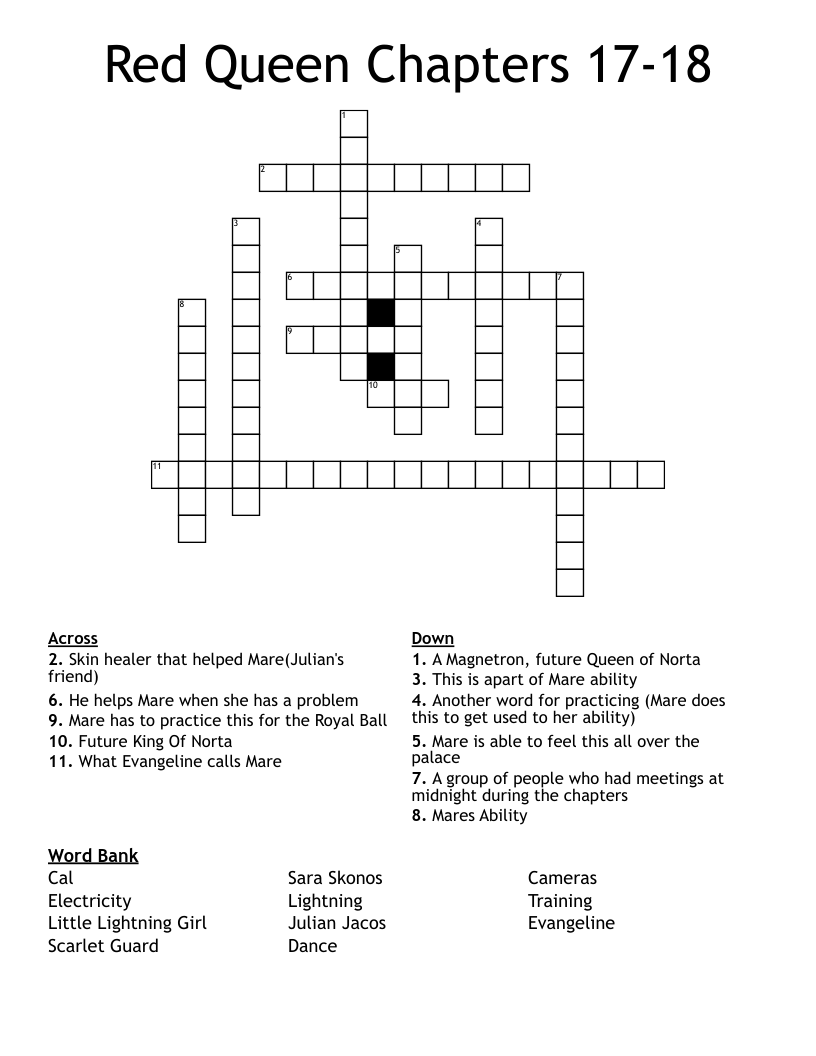 Red Queen Chapters 17-18 Crossword