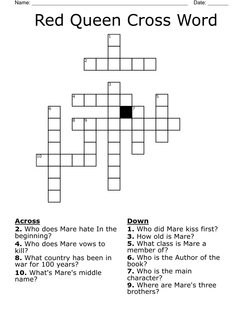 Red Queen Cross Word