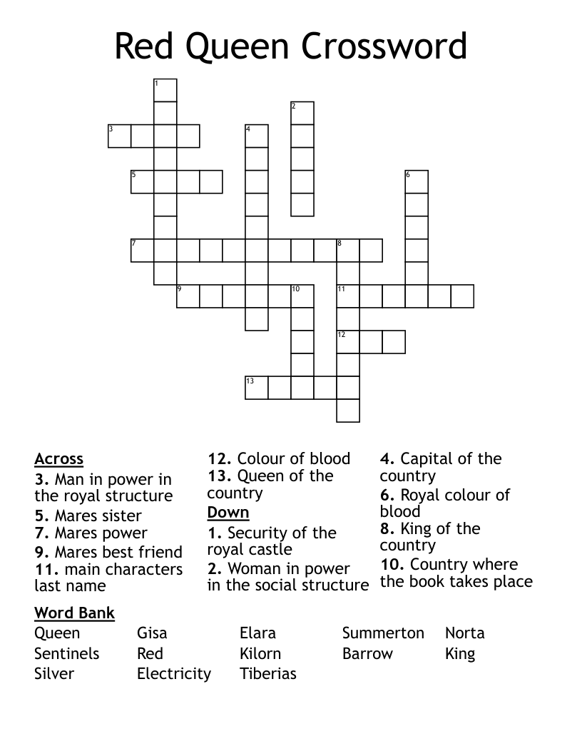 Red Queen Crossword 