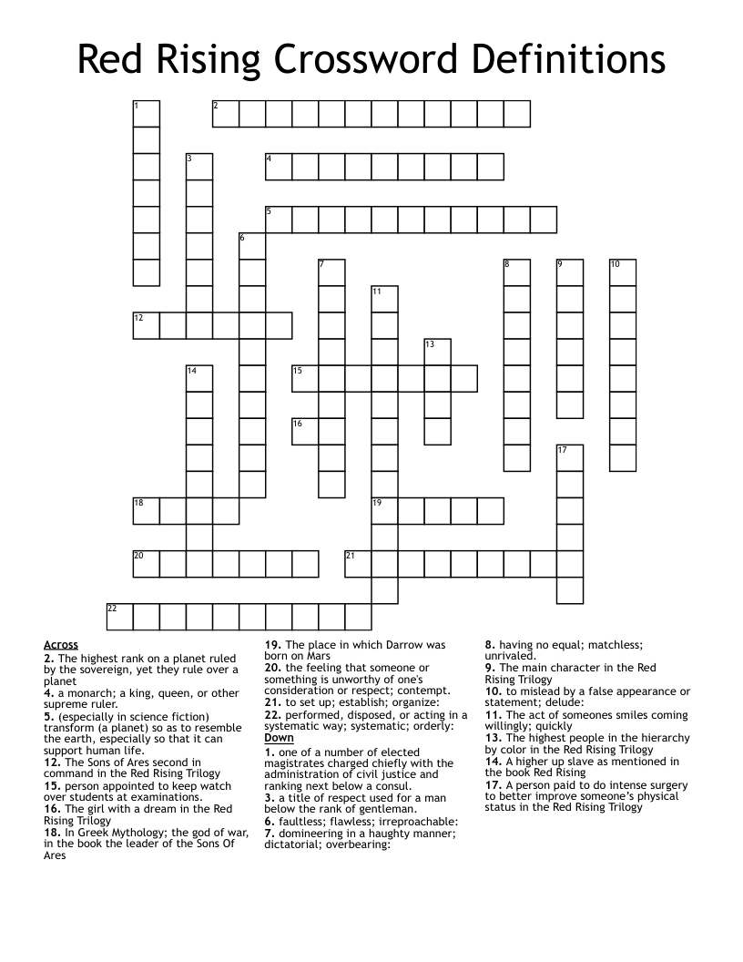 Red Rising Crossword Definitions