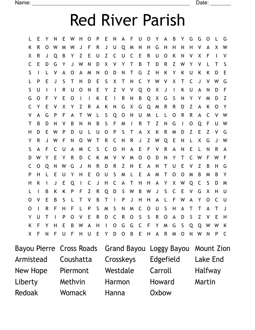 Red River Parish Word Search