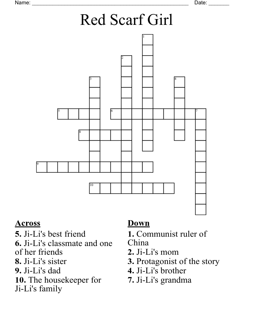 Red Scarf Girl Crossword