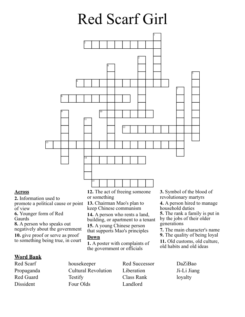 Red Scarf Girl Crossword