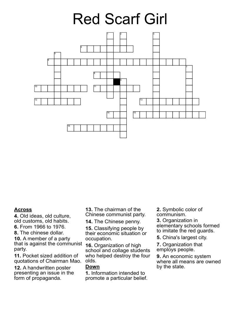 Red Scarf Girl Crossword