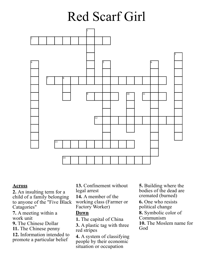 Red Scarf Girl Crossword