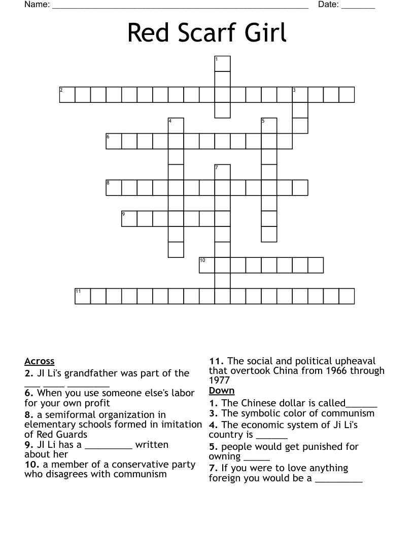 Red Scarf Girl Crossword