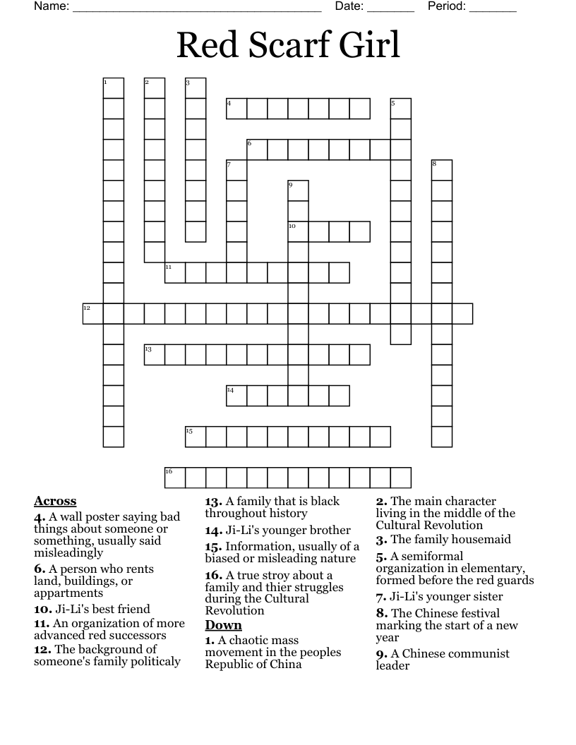 Red Scarf Girl Crossword