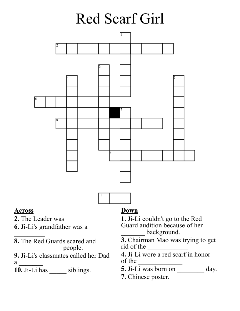 Red Scarf Girl Crossword