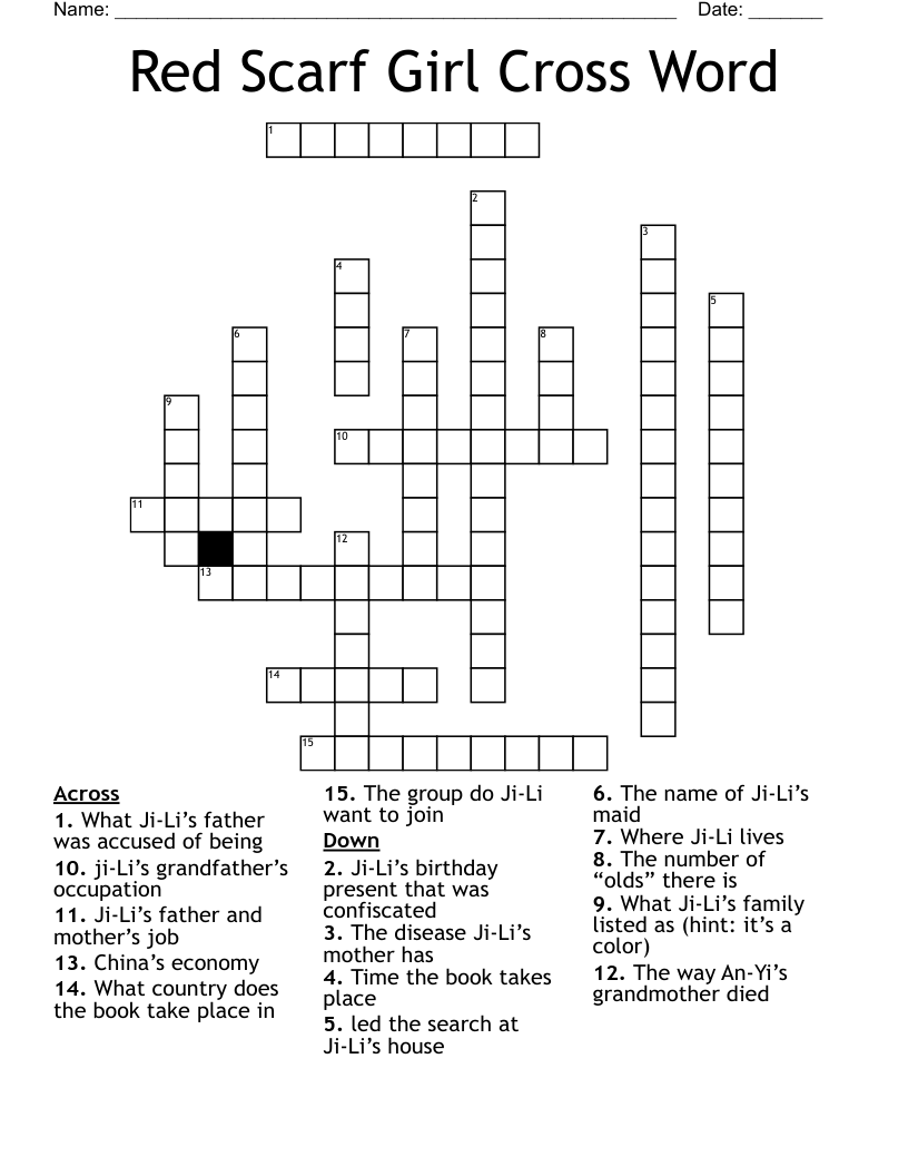 Red Scarf Girl Cross Word
