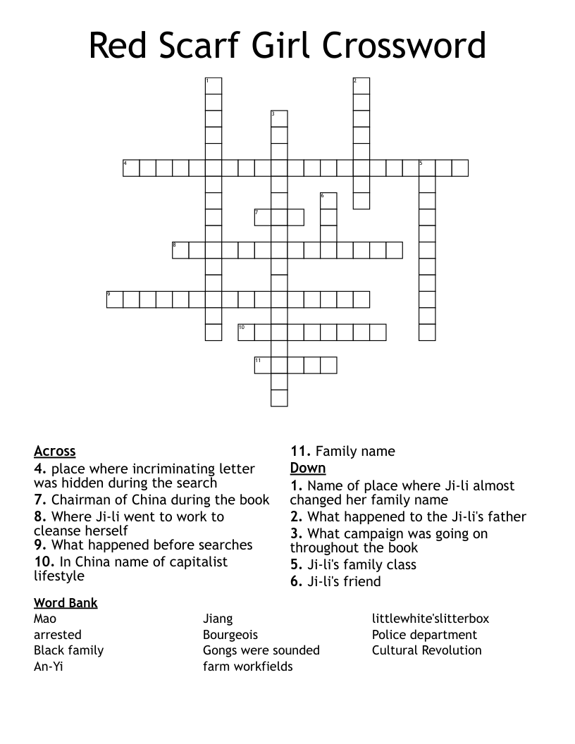Red Scarf Girl Crossword