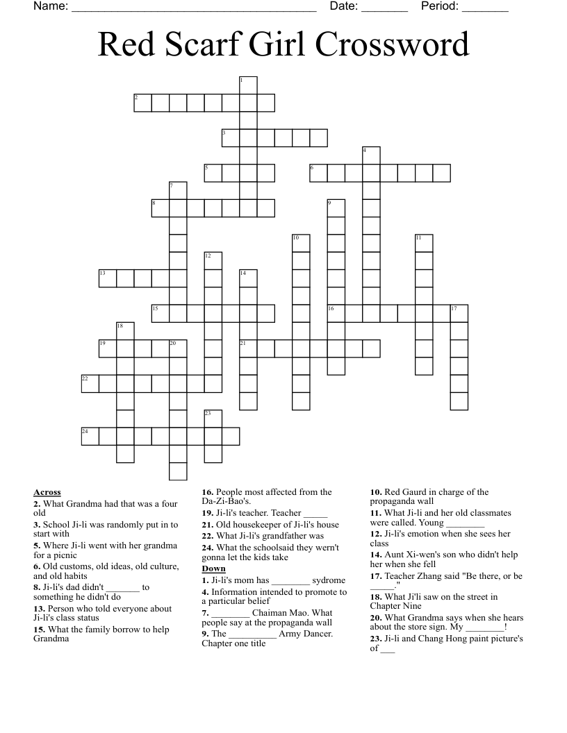 Red Scarf Girl Crossword