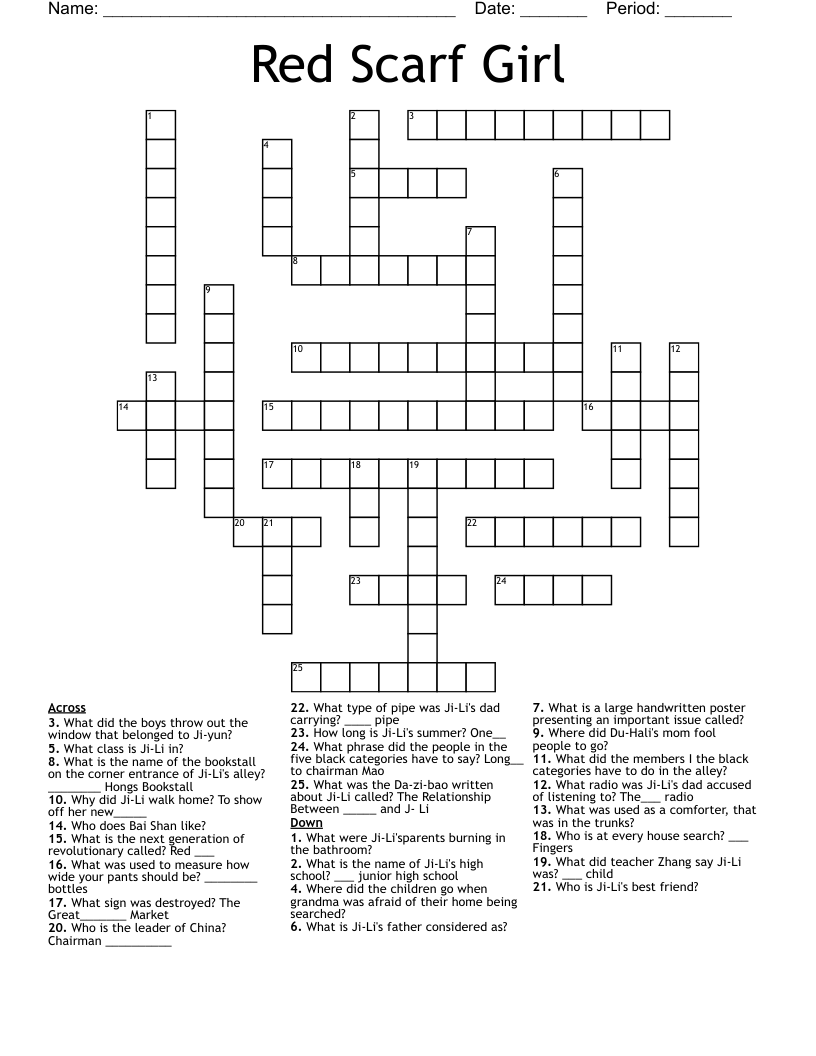 Red Scarf Girl  Crossword