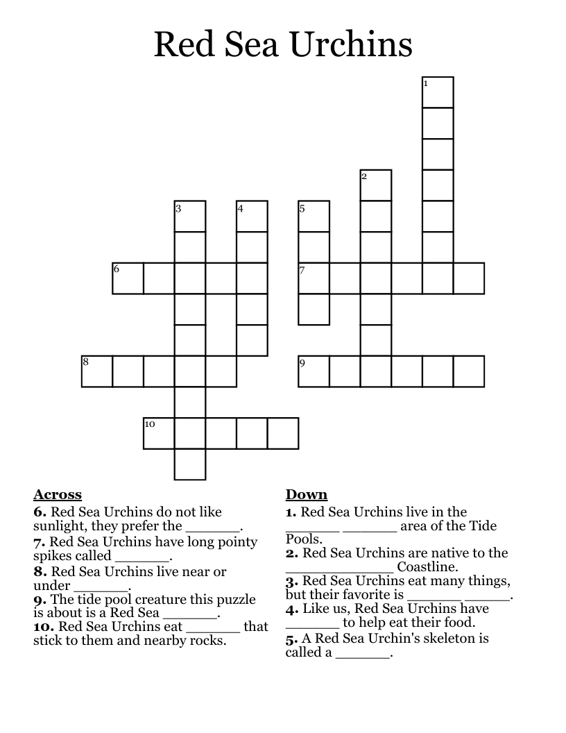 Red Sea Urchins Crossword