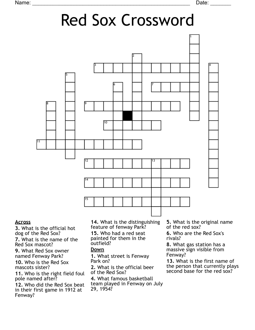 Red Sox Crossword