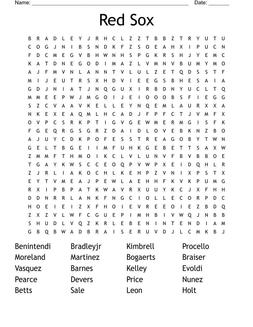 Red Sox  Word Search
