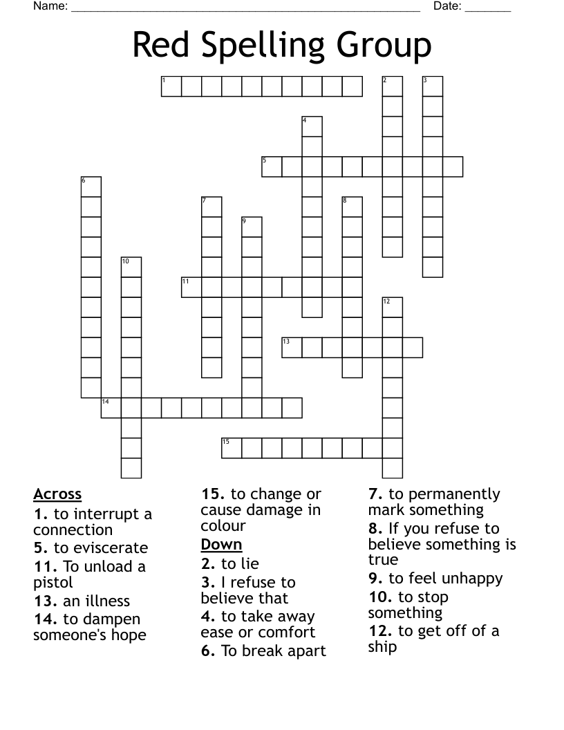 Red Spelling Group  Crossword